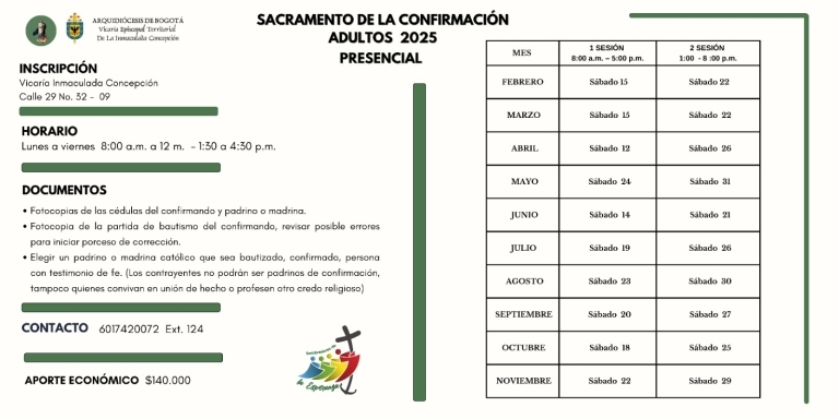 FECHAS CONFIRMACIÓN 2025